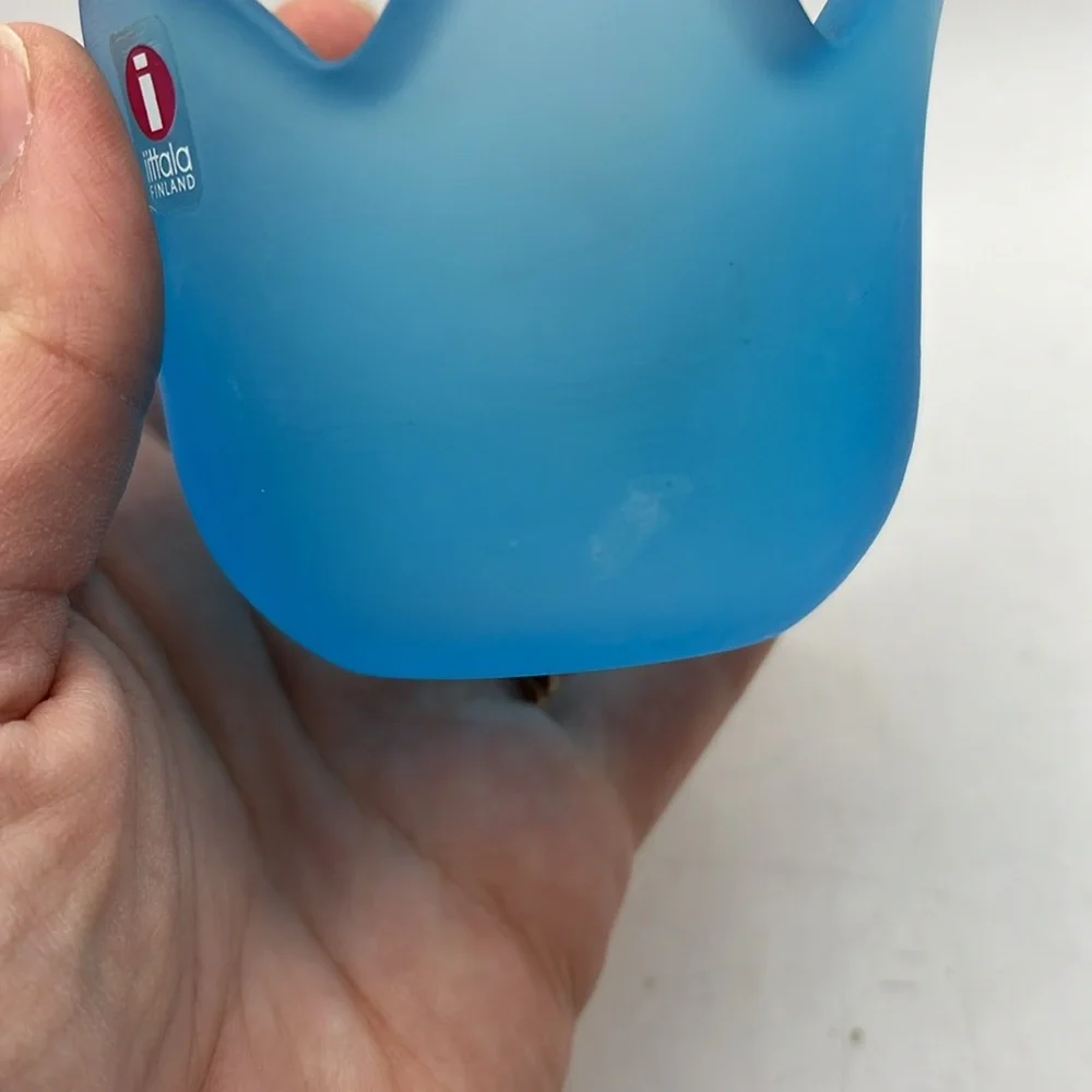 Vtg Iittala Tulip Frosted Glass Votive Tealight Candle Holder Collectible Blue - Picture 7 of 11